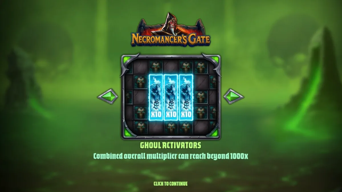 Necromancer’s Gate স্লট গেমের গথিক এবং অন্ধকার পরিবেশের দৃশ্য