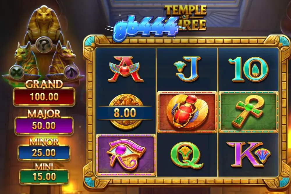 Temple of Three slot game theme featuring Egyptian gods